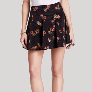 Free People Good Day Sunshine Velvet Mini Skirt